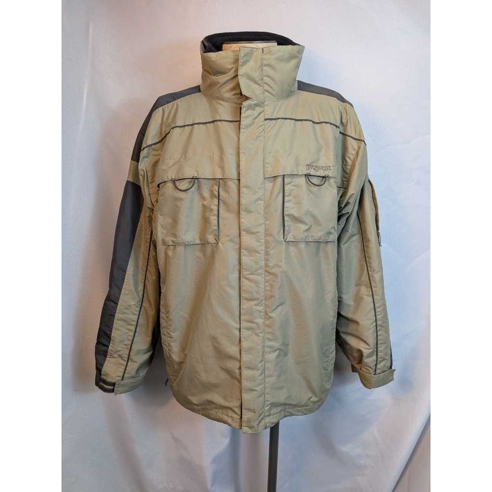 Jansport Mens XL 3-in-1 Insulated Jacket Khaki Grey Hooded Zip